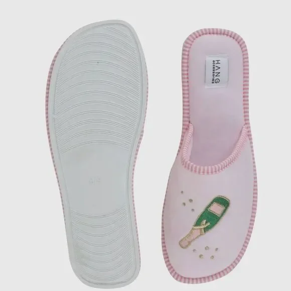 Champagne Lover’s Slipper And Pouch Set. Size large (10/11) - Picture 5 of 8